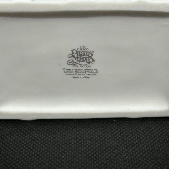 1995 Precious Moments Bisque Porcelain March Keepsake Trinket Box w/Key - Picture 4 of 4